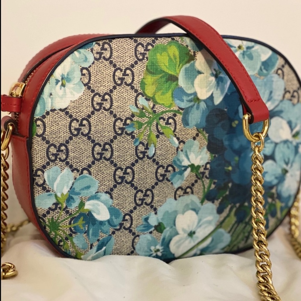 Gucci canvas leather crossbody bag - Blue Bloom